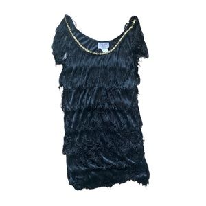 Vintage Jerry Beck Black Flapper Dress M